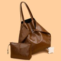 Women's Basic Classic Style Solid Color Pu Leather Shopping Bags main image 2