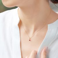 Copper Elegant Lady Inlay Geometric Artificial Pearls Zircon Pendant Necklace main image 1