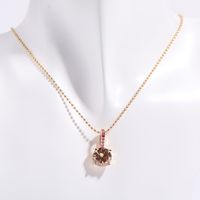 Copper Elegant Lady Inlay Geometric Artificial Pearls Zircon Pendant Necklace sku image 5