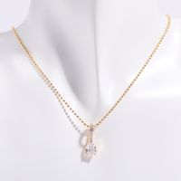 Copper Elegant Lady Inlay Geometric Artificial Pearls Zircon Pendant Necklace main image 5