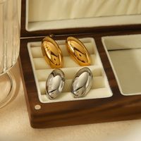 1 Pair IG Style Modern Style Classic Style Oval Polishing Plating 304 Stainless Steel 18K Gold Plated Ear Studs main image 1