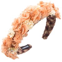 Frau Lässig Ferien Klassischer Stil Blume Legierung Tuch Schwamm Inlay Künstliche Perlen Haarband sku image 2