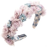 Frau Lässig Ferien Klassischer Stil Blume Legierung Tuch Schwamm Inlay Künstliche Perlen Haarband sku image 3