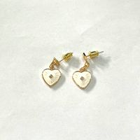 Shell Copper Gold Plated Casual Modern Style Classic Style Plating Inlay Heart Shape Artificial Crystal Earrings Necklace sku image 5
