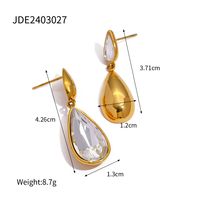 1 Pair IG Style Simple Style Water Droplets Inlay 316 Stainless Steel  Zircon 18K Gold Plated Drop Earrings main image 2