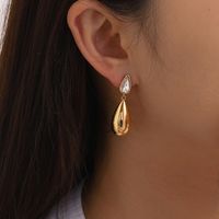 1 Pair IG Style Simple Style Water Droplets Inlay 316 Stainless Steel  Zircon 18K Gold Plated Drop Earrings main image 5