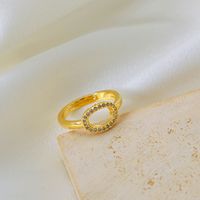 Copper Gold Plated Basic Classic Style Commute Plating Inlay Letter Zircon Open Rings sku image 14