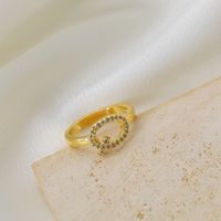 Copper Gold Plated Basic Classic Style Commute Plating Inlay Letter Zircon Open Rings sku image 15