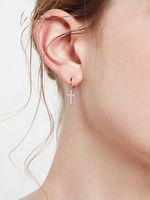 1 Pair Elegant Lady Cross Inlay Sterling Silver Zircon Drop Earrings main image 4