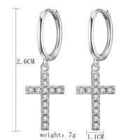 1 Pair Elegant Lady Cross Inlay Sterling Silver Zircon Drop Earrings main image 2