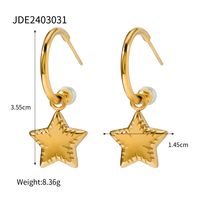 1 Pair IG Style Simple Style Pentagram Heart Shape 316 Stainless Steel  18K Gold Plated Drop Earrings sku image 1