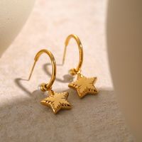 1 Pair IG Style Simple Style Pentagram Heart Shape 316 Stainless Steel  18K Gold Plated Drop Earrings main image 4