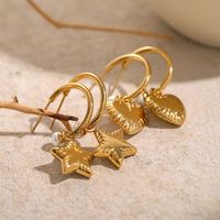 1 Pair IG Style Simple Style Pentagram Heart Shape 316 Stainless Steel  18K Gold Plated Drop Earrings main image 3