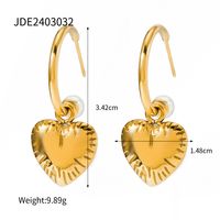 1 Pair IG Style Simple Style Pentagram Heart Shape 316 Stainless Steel  18K Gold Plated Drop Earrings sku image 2