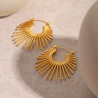1 Pair IG Style Simple Style Sector Inlay 316 Stainless Steel  Rhinestones 18K Gold Plated Earrings main image 5