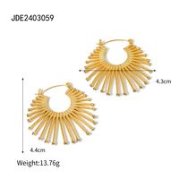 1 Pair IG Style Simple Style Sector Inlay 316 Stainless Steel  Rhinestones 18K Gold Plated Earrings main image 2