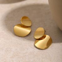 1 Pair IG Style Simple Style Round 304 Stainless Steel 18K Gold Plated Drop Earrings main image 1