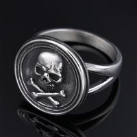 Hip-Hop Streetwear Unforgettable Skull 304 Stainless Steel Carving Men's Rings main image 6