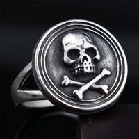 Hip-Hop Streetwear Unforgettable Skull 304 Stainless Steel Carving Men's Rings main image 5