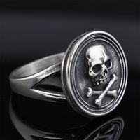 Hip-Hop Streetwear Unforgettable Skull 304 Stainless Steel Carving Men's Rings main image 4