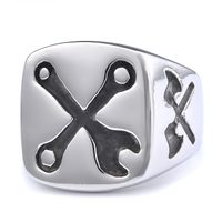 Hip-Hop Streetwear Geometric 304 Stainless Steel Carving Men's Rings sku image 3