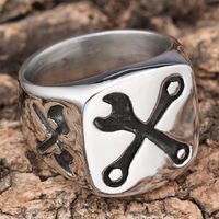 Hip-Hop Streetwear Geometric 304 Stainless Steel Carving Men's Rings main image 4