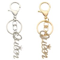 Style Simple Style Classique Commuer Lettre Couronne Alliage Incruster Strass Pendentif De Sac Porte-Clés main image 3