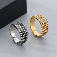 Hip-Hop Cool Style Round 304 Stainless Steel Inlay Rhinestones 18K Gold Plated Men's Rings main image 1
