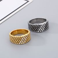 Hip Hop Style Cool Rond Acier Inoxydable 304 Incruster Strass Plaqué Or 18K Hommes Anneaux main image 4
