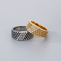 Hip-Hop Cool Style Round 304 Stainless Steel Inlay Rhinestones 18K Gold Plated Men's Rings main image 3