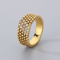 Hip Hop Style Cool Rond Acier Inoxydable 304 Incruster Strass Plaqué Or 18K Hommes Anneaux main image 6