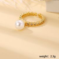 Copper 18K Gold Plated Basic Modern Style Classic Style Inlay Palm Butterfly Twist Artificial Pearls Zircon Open Rings main image 4