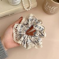 Women's Retro Sweet Flower Cloth Rubber Band Printing Lace Hair Tie sku image 1
