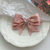 Women's Sweet Simple Style Heart Shape Bow Knot Alloy Cloth Inlay Rhinestones Hair Clip sku image 1