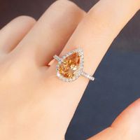 Copper Simple Style Shiny Inlay Water Droplets Zircon Rings main image 4