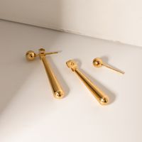 1 Pair IG Style Simple Style Water Droplets 304 Stainless Steel 18K Gold Plated Drop Earrings main image 4