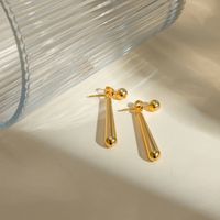 1 Paire Style IG Style Simple Les Gouttelettes D'Eau Acier Inoxydable 304 Plaqué Or 18K Boucles D'oreilles main image 1