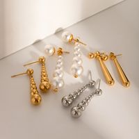 1 Pair IG Style Simple Style Water Droplets 304 Stainless Steel 18K Gold Plated Drop Earrings main image 5