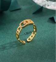 Copper Simple Style Hollow Out Inlay Geometric Zircon Open Rings main image 2