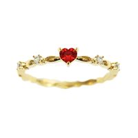 Copper IG Style Shiny Inlay Heart Shape Zircon Rings sku image 1
