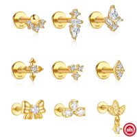 1 Piece Ear Cartilage Rings & Studs Casual Simple Style Geometric Bow Knot Sterling Silver Plating Inlay Zircon Ear Cartilage Rings & Studs main image 1