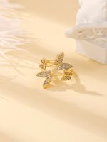 Copper 18K Gold Plated Basic Modern Style Classic Style Inlay Palm Butterfly Twist Artificial Pearls Zircon Open Rings sku image 3