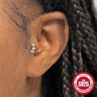 1 Piece Ear Cartilage Rings & Studs Sweet Simple Style Geometric Sterling Silver Plating Inlay Zircon Ear Cartilage Rings & Studs main image 5