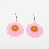 1 Pair Cute Simple Style Flower Arylic Alloy Drop Earrings sku image 1