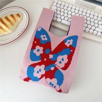Women's Small Knit Flower Butterfly Vintage Style Open Shopping Bags sku image 4
