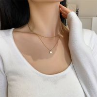 Wholesale Jewelry Simple Style Solid Color Mother Pearl Shellfish Titanium Steel Layered Necklaces main image 3