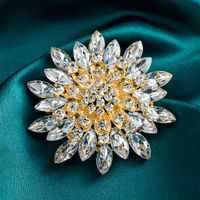 Brillant Fleur Alliage Incruster Cristal Strass Femmes Broches sku image 7