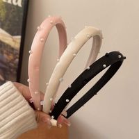 Women's Simple Style Solid Color Cloth Pearl Hair Band main image 5
