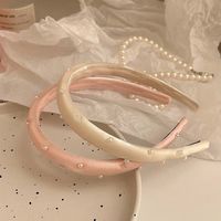 Women's Simple Style Solid Color Cloth Pearl Hair Band main image 3