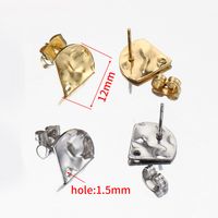 10 PCS/Package 12mm Hole 1~1.9mm 304 Stainless Steel 18K Gold Plated Sector Solid Color Polished Earring Findings main image 2